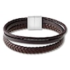 Thumbnail Image 0 of Men's Brown Leather Bracelet Stainless Steel 8.5"