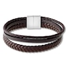 Thumbnail Image 1 of Men's Brown Leather Bracelet Stainless Steel 8.5"