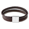 Thumbnail Image 1 of Men's Brown Leather Bracelet Stainless Steel 8.5"