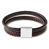 Thumbnail Image 2 of Men's Brown Leather Bracelet Stainless Steel 8.5"