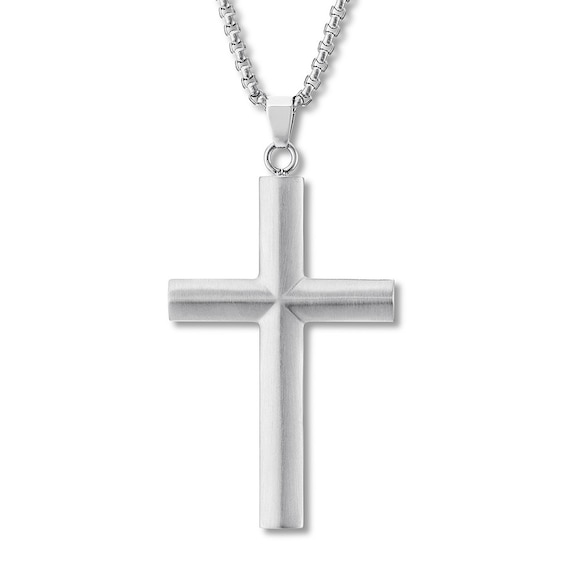 Men's Cross Necklace Stainless Steel 24"