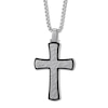 Thumbnail Image 0 of Men's Textured Cross Necklace Stainless Steel 24"