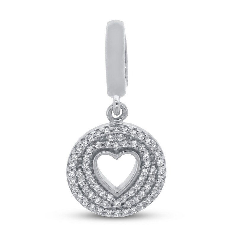 True Definition Diamond Heart Charm 1/5 ct tw Round-cut Sterling Silver ...