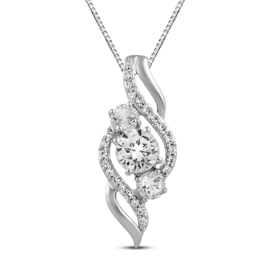 Lab-Created White Sapphire Necklace Sterling Silver 18