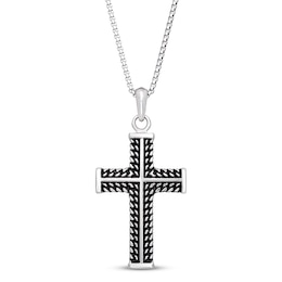 Men's Cross Necklace Black Ion Plating Stainless Steel 24"