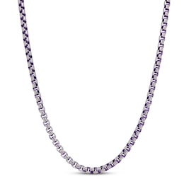 Men's Box Chain Necklace Purple Ion Plating Stainless Steel 24&quot;