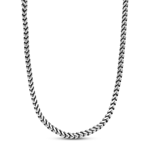 Foxtail Chain Necklace Black Ion Plating Solid Stainless Steel 24"