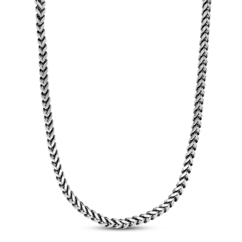 Solid Foxtail Chain Necklace Black Ion Plating Stainless Steel 24"