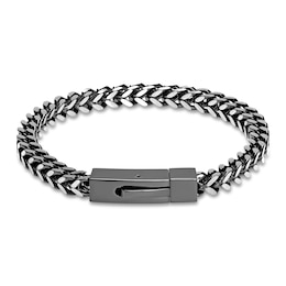 Men's Franco Chain Bracelet Black Ion Plating Stainless Steel 9&quot;