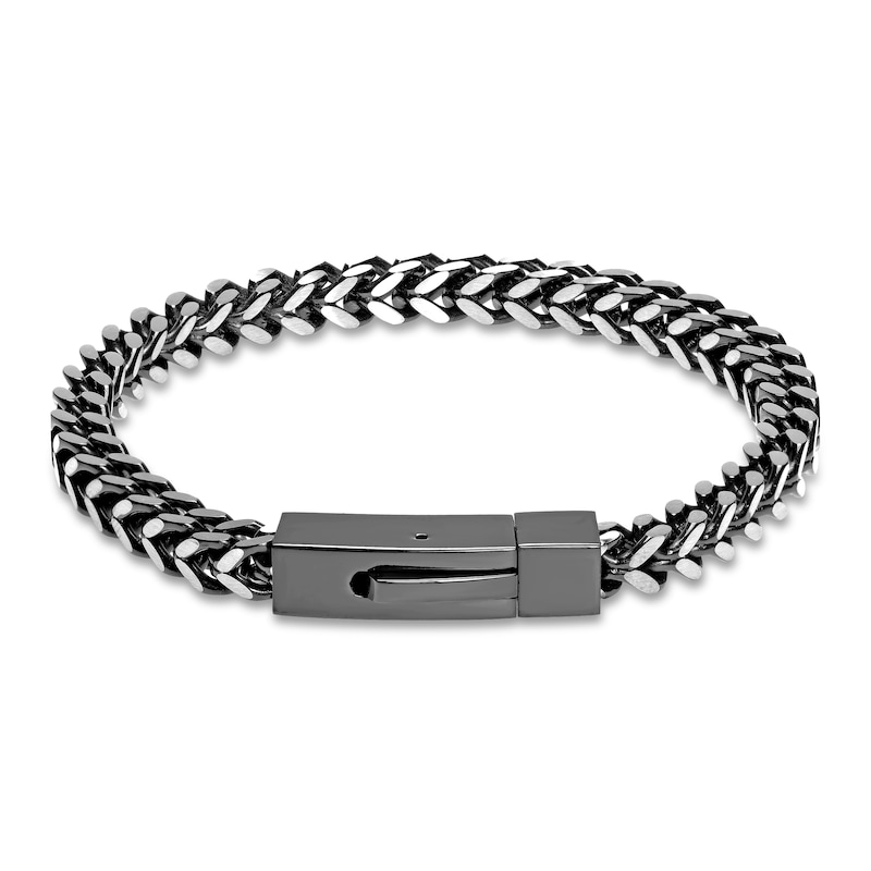 Franco Chain Bracelet Black Ion Plating Stainless Steel 9"