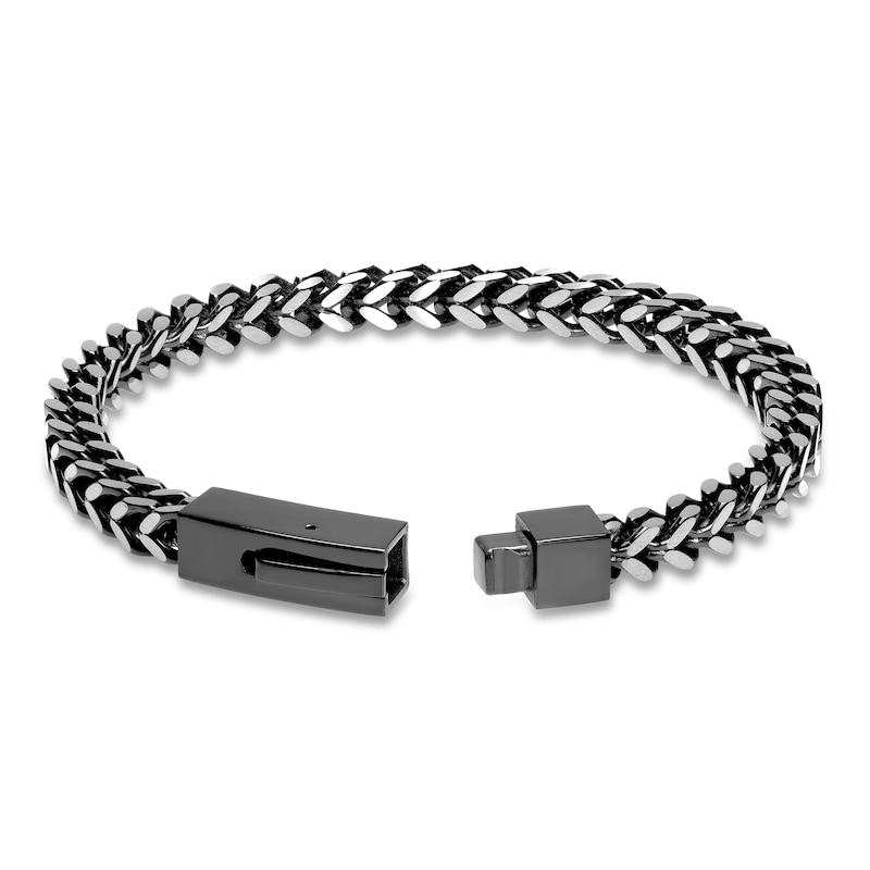 Franco Chain Bracelet Black Ion Plating Stainless Steel 9"