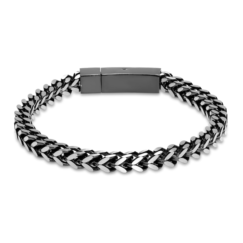 Franco Chain Bracelet Black Ion Plating Stainless Steel 9"