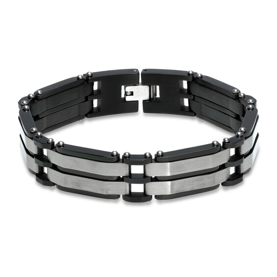 Men's Bracelet Black Ion Plating Stainless Steel 8.25"