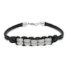 Thumbnail Image 0 of Men's Black Leather Bracelet Stainless Steel 8.25"