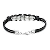 Thumbnail Image 2 of Men's Black Leather Bracelet Stainless Steel 8.25"