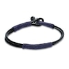 Men's Black Leather Bracelet Stainless Steel 8.25