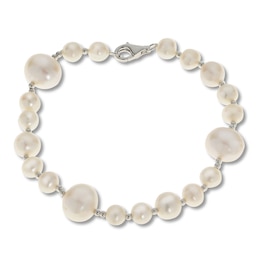 Cultured Pearl Bead Bracelet Sterling Silver 7.5&quot;