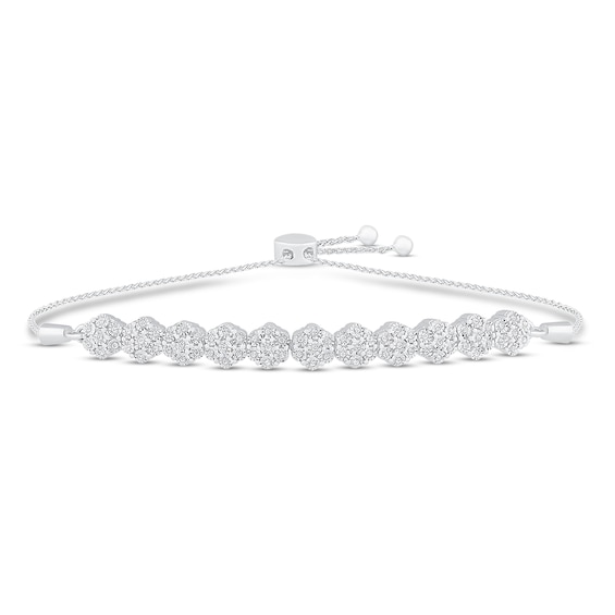 Diamond Bolo Bracelet 1/5 ct tw Round-cut Sterling Silver
