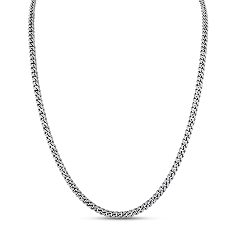 Main Image 1 of Curb Chain Necklace Oxidized Solid Sterling Silver 24"