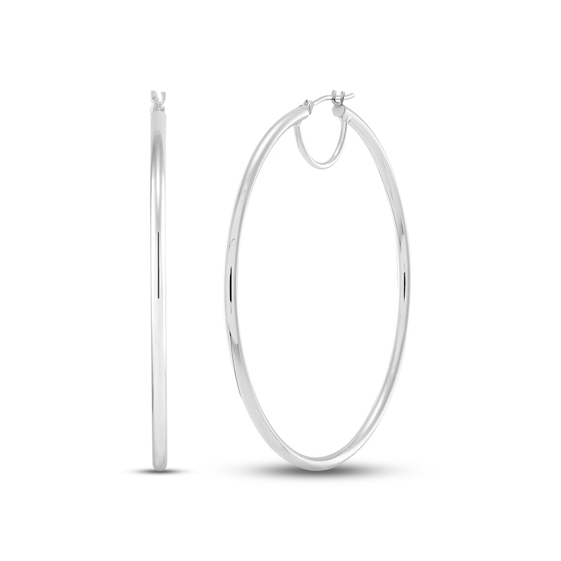 Tube Hoop Earrings 10K White Gold