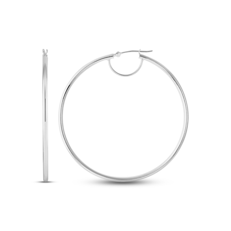 Tube Hoop Earrings 10K White Gold