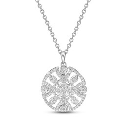 Diamond Necklace 5/8 ct tw Round-cut Sterling Silver 18"