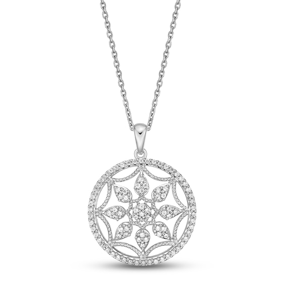 Diamond Openwork Necklace 1/3 ct tw Round-cut Sterling Silver 18"