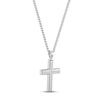 Thumbnail Image 1 of Men's Diamond Cross Necklace 1/4 ct tw Round-cut Stainless Steel 24"