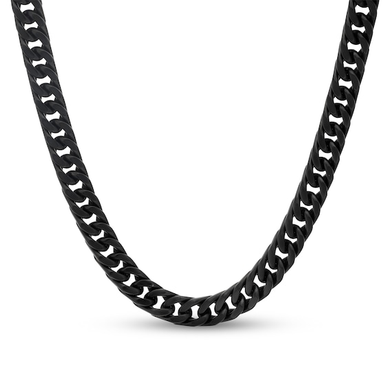 Matte Curb Necklace Black Ion-Plated Solid Stainless Steel 24"