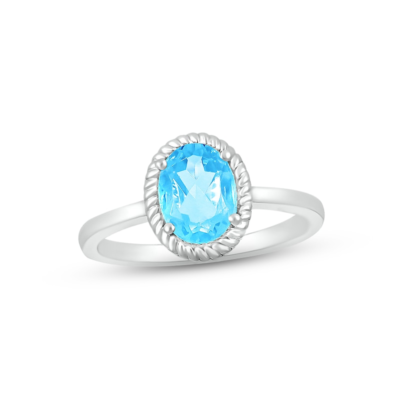 Swiss Blue Topaz Rope Ring Sterling Silver