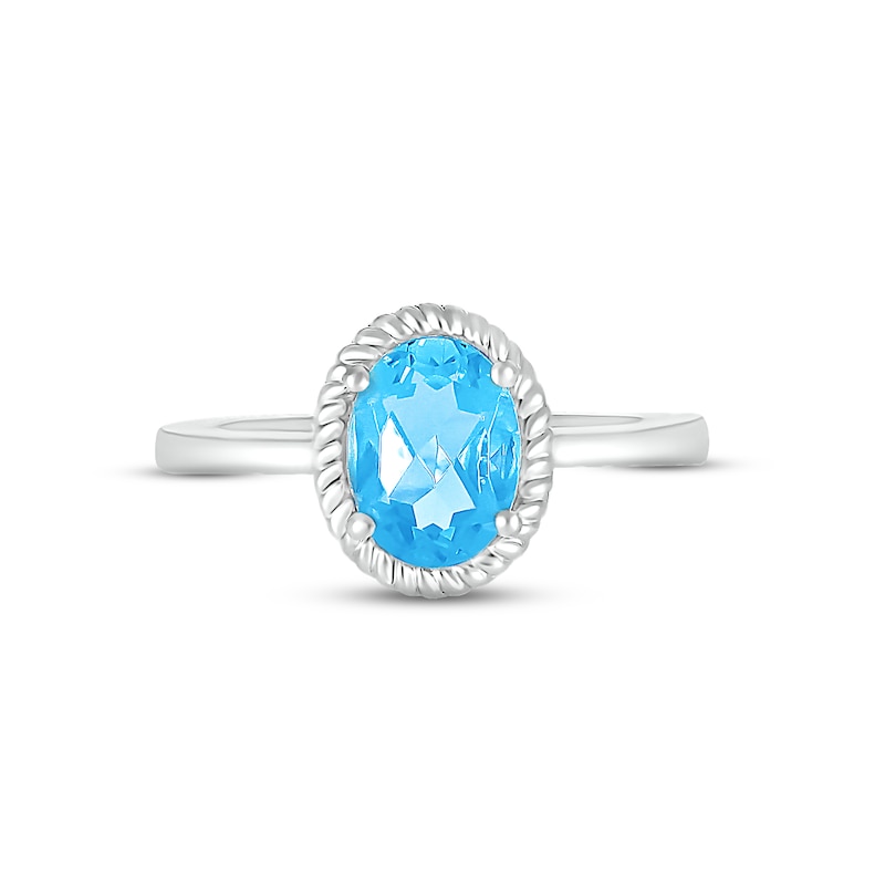 Swiss Blue Topaz Rope Ring Sterling Silver