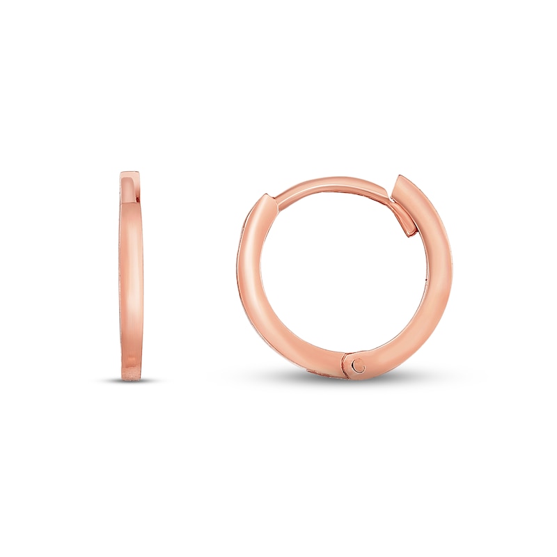 Polished Huggie Hoop Earrings 14K Rose Gold 12mm