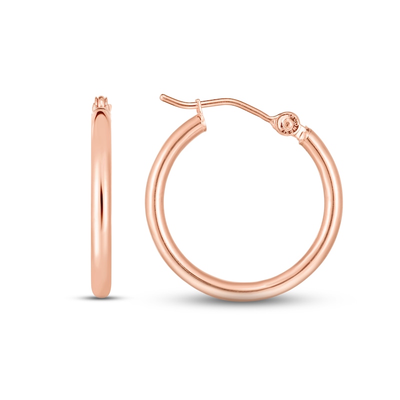 Polished Tube Hoop Earrings 14K Rose Gold 20mm