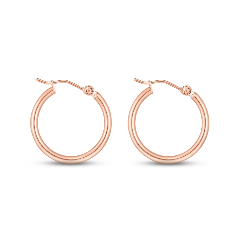 Polished Tube Hoop Earrings 14K Rose Gold 20mm