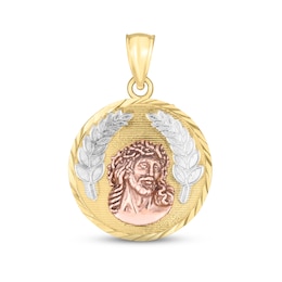 Reversible Jesus & Mary Medallion Charm 14K Two-Tone Gold