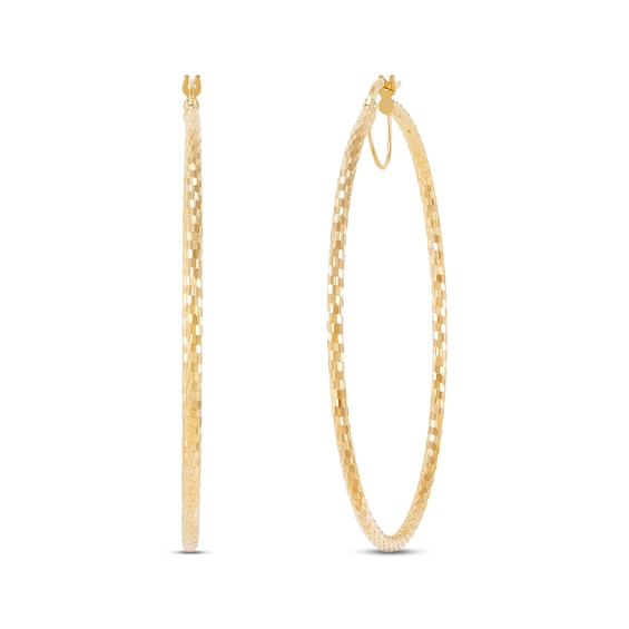 Diamond-cut Hoop Earrings 10K Yellow Gold 55mm