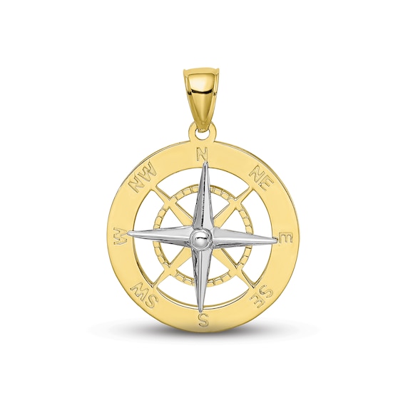 Men's Nautical Compass Charm 10K Two-Tone Gold