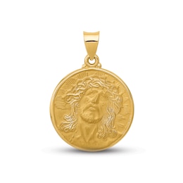 Jesus Medallion Charm 14K Yellow Gold