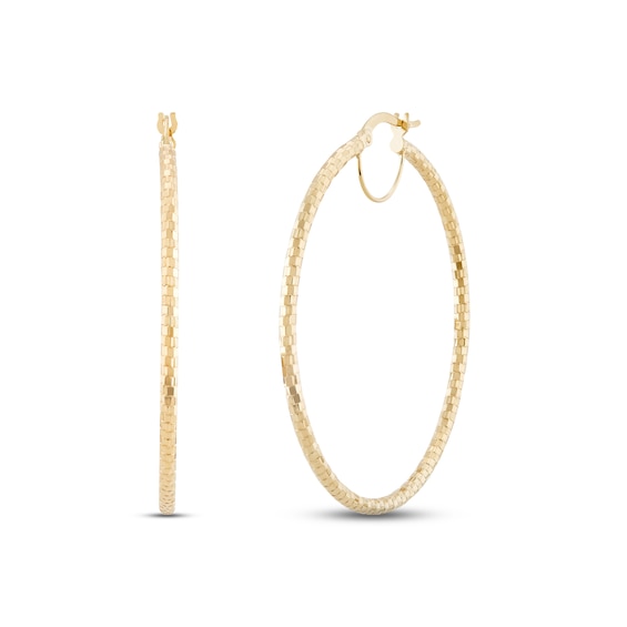 Diamond-cut Hoop Earrings 10K Yellow Gold 40mm