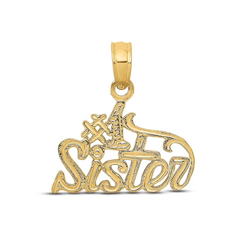 Main Image 1 of "#1 Sister" Charm 14K Yellow Gold
