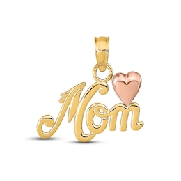 &quot;Mom&quot; Heart Charm 10K Two-Tone Gold