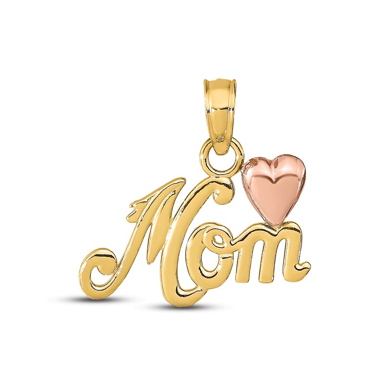 Main Image 1 of "Mom" Heart Charm 10K Two-Tone Gold
