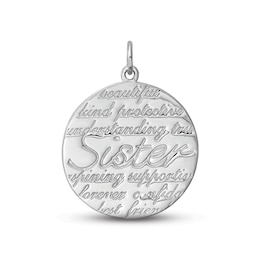 &quot;Sister&quot; Disc Charm Sterling Silver