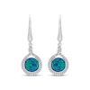 Thumbnail Image 2 of Blue-Green Lab-Created Opal Inlay & White Lab-Created Sapphire Swirl Dangle Earrings Sterling Silver