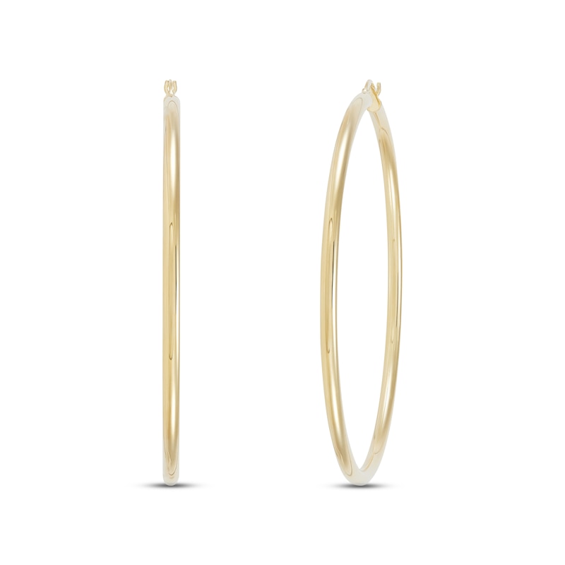 Main Image 1 of Polished Tube Hoop Earrings 10K Yellow Gold 70mm