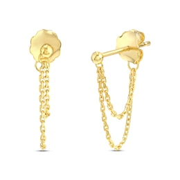 Double Chain Dangle Earrings 14K Yellow Gold