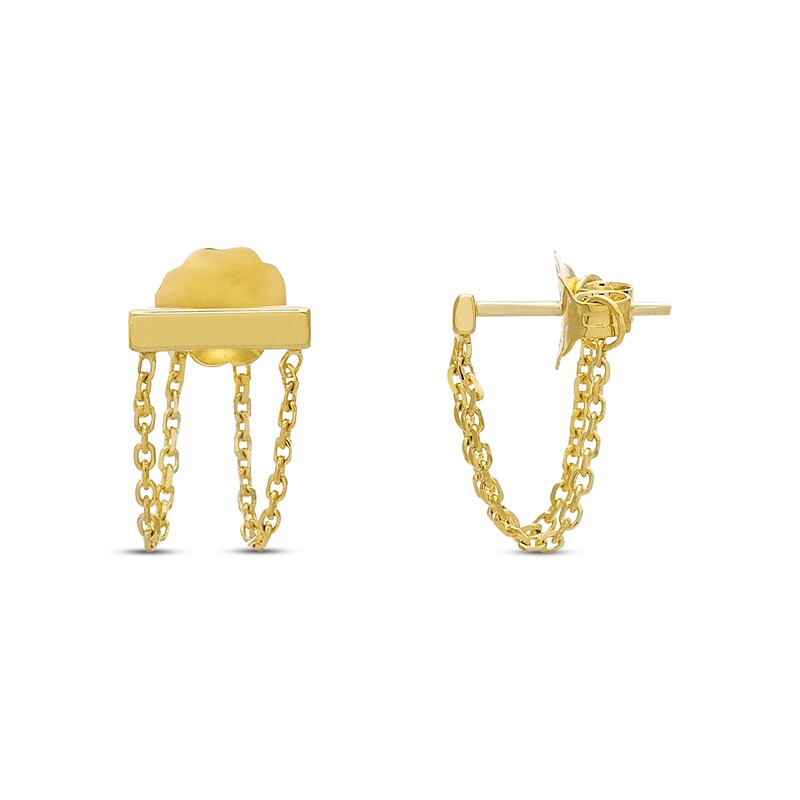 Main Image 2 of Double Chain Bar Earrings 14K Yellow Gold
