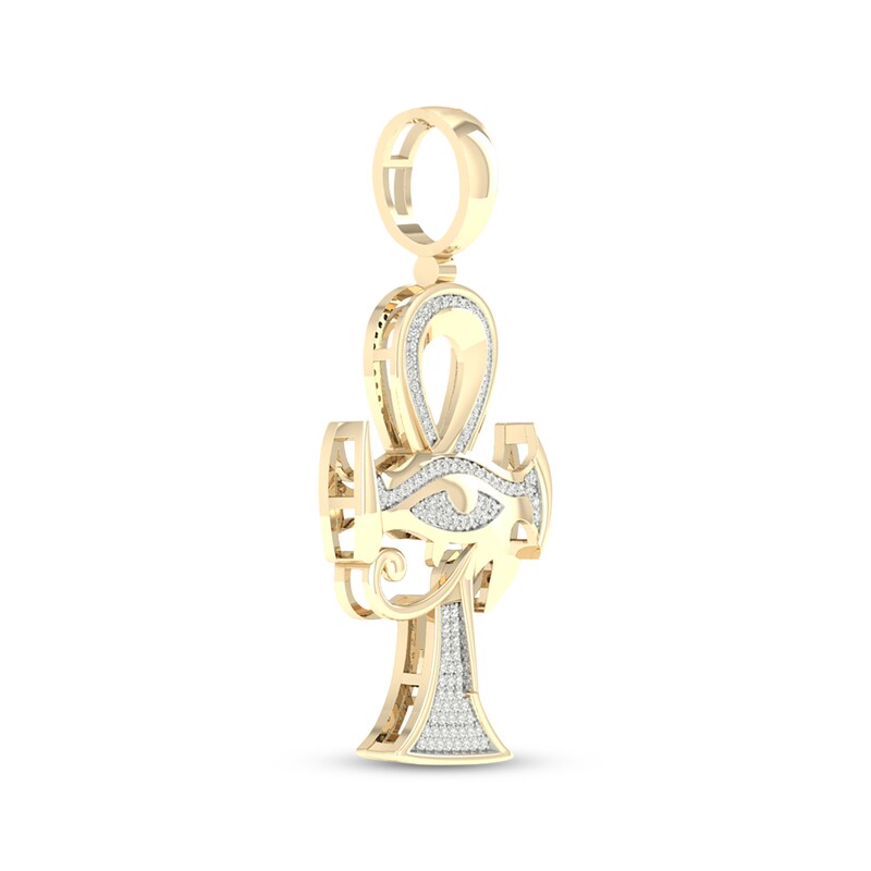 Men's Diamond Eye of Horus Ankh Charm 1/3 ct tw 10K Yellow Gold