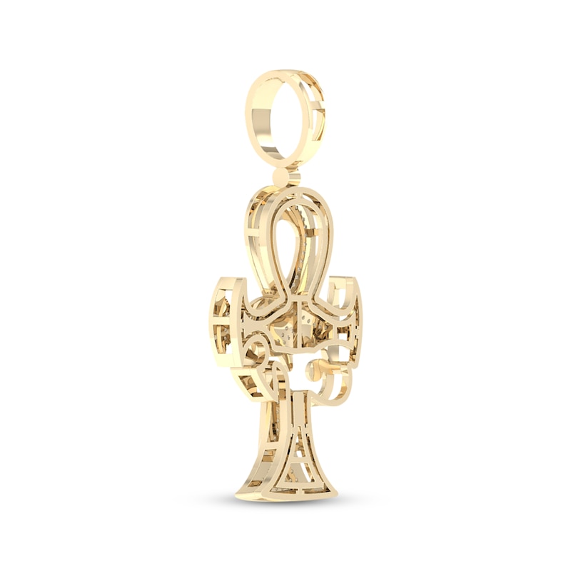 Men's Diamond Eye of Horus Ankh Charm 1/3 ct tw 10K Yellow Gold