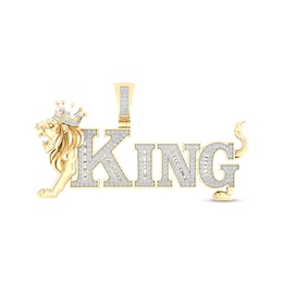 Men's Diamond King Lion Charm 1 ct tw 10K Yellow Gold